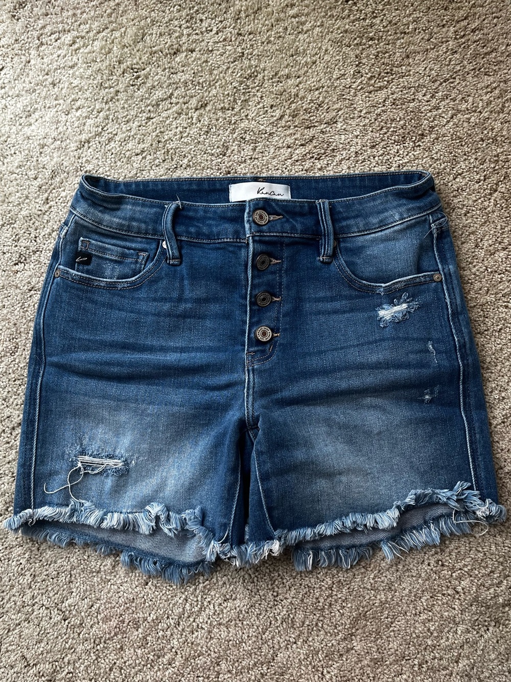 Kancan High-Rise Distressed Denim Shorts